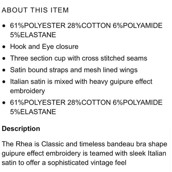 MASQUERADE Harlequin Lingerie “Rhea” Black Satin Bra 38F - Picture 6 of 7